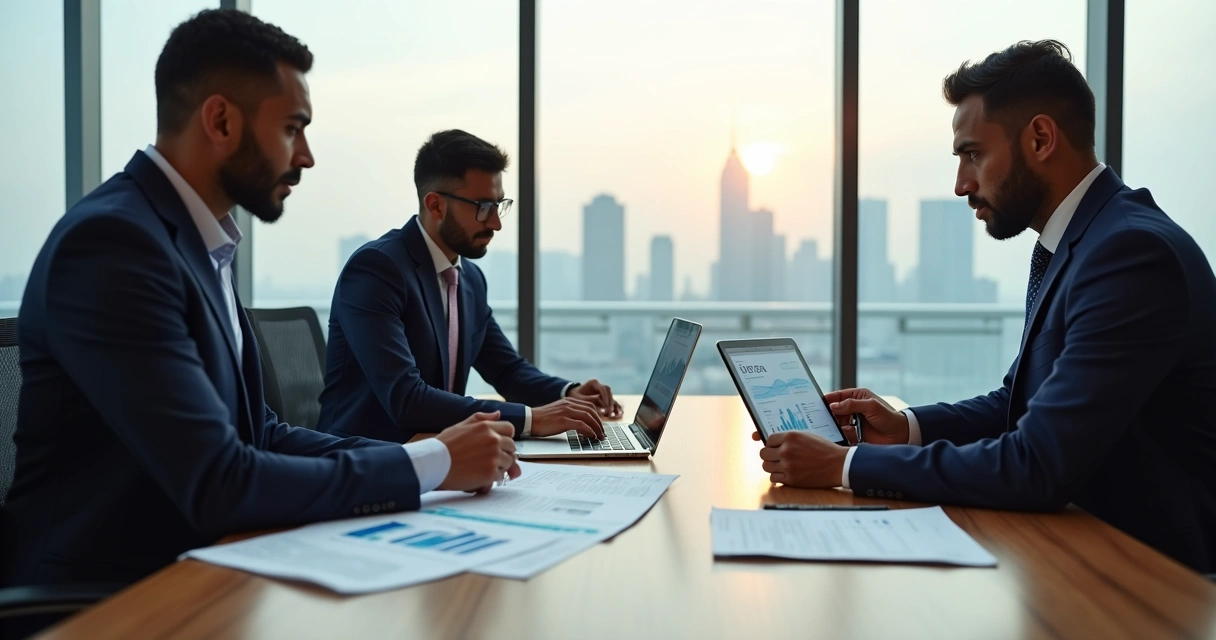 Immigration attorney reviewing business and professional plans with clients 