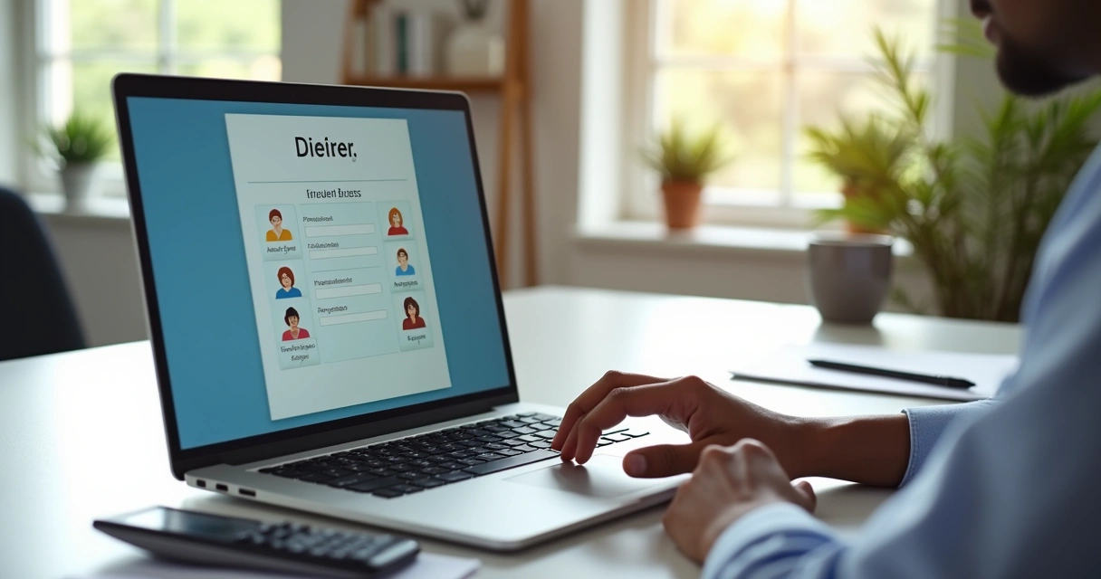 Microempreendedor iniciando cadastro digital para abertura de MEI no laptop com documentos organizados ao lado 