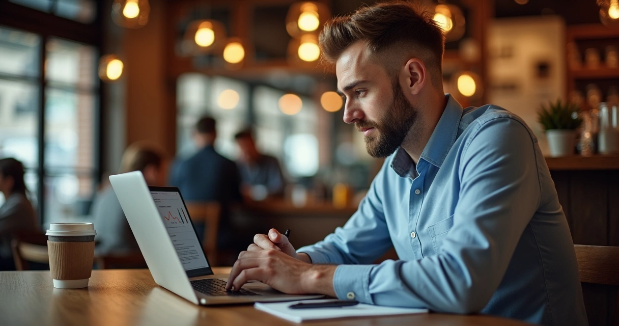 Empreendedor analisa comentários em redes sociais no notebook 