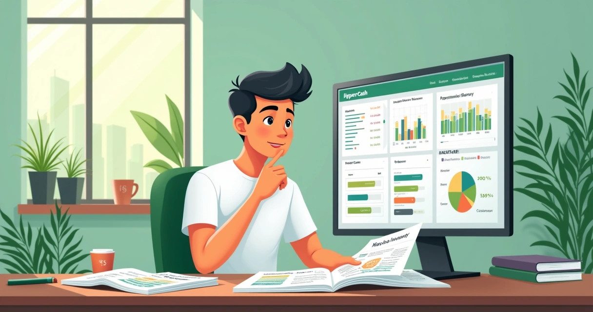Empreendedor analisa relatórios de vendas e taxas 
