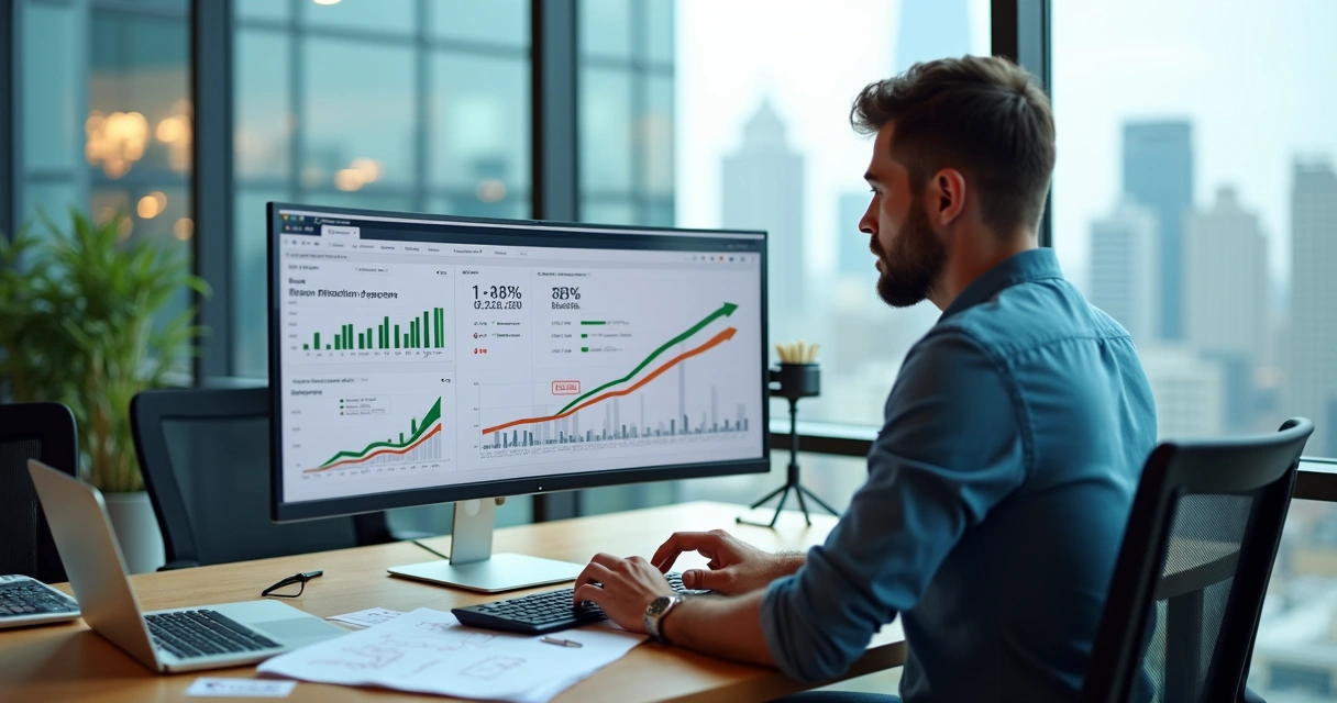Empreendedor analisando valuation de startup em gráfico digital 