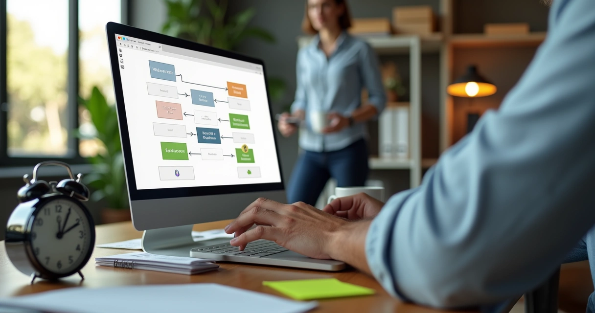 Empreendedor configura fluxo automatizado de onboarding no notebook 