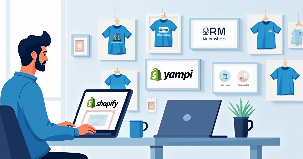 Empreendedor criando e vendendo produtos personalizados em plataforma digital com integração a lojas online 