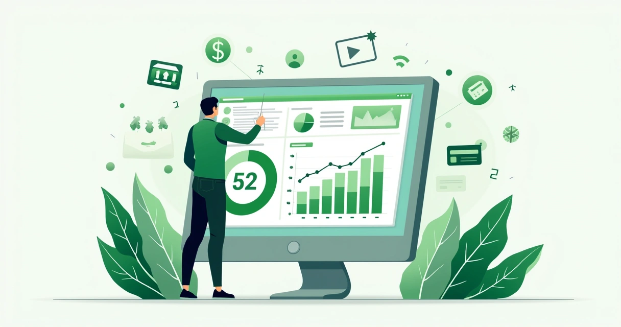 Empreendedor digital mexendo em painel de automação financeira 