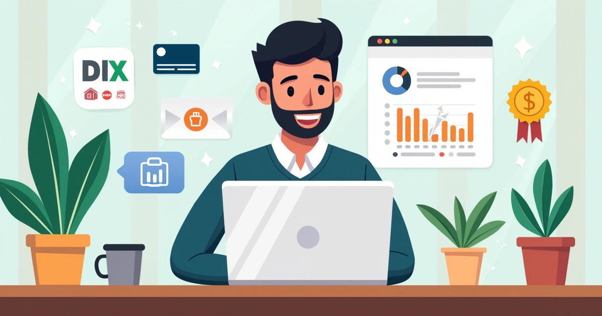Empreendedor usando plataforma de pagamento online 