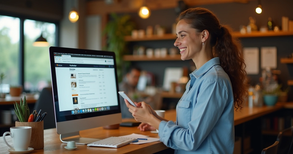 Empreendedor sorrindo ao fechar venda pelo site feito por IA