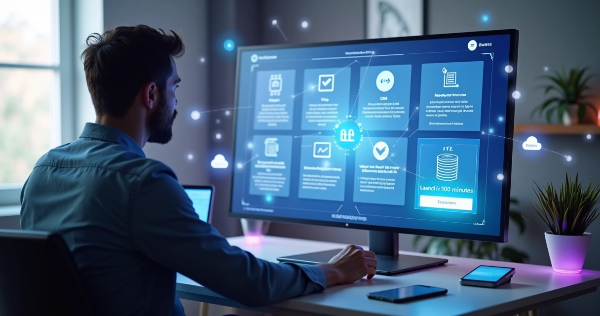 Empreendedor não técnico lançando seu SaaS rapidamente em painel de hospedagem 