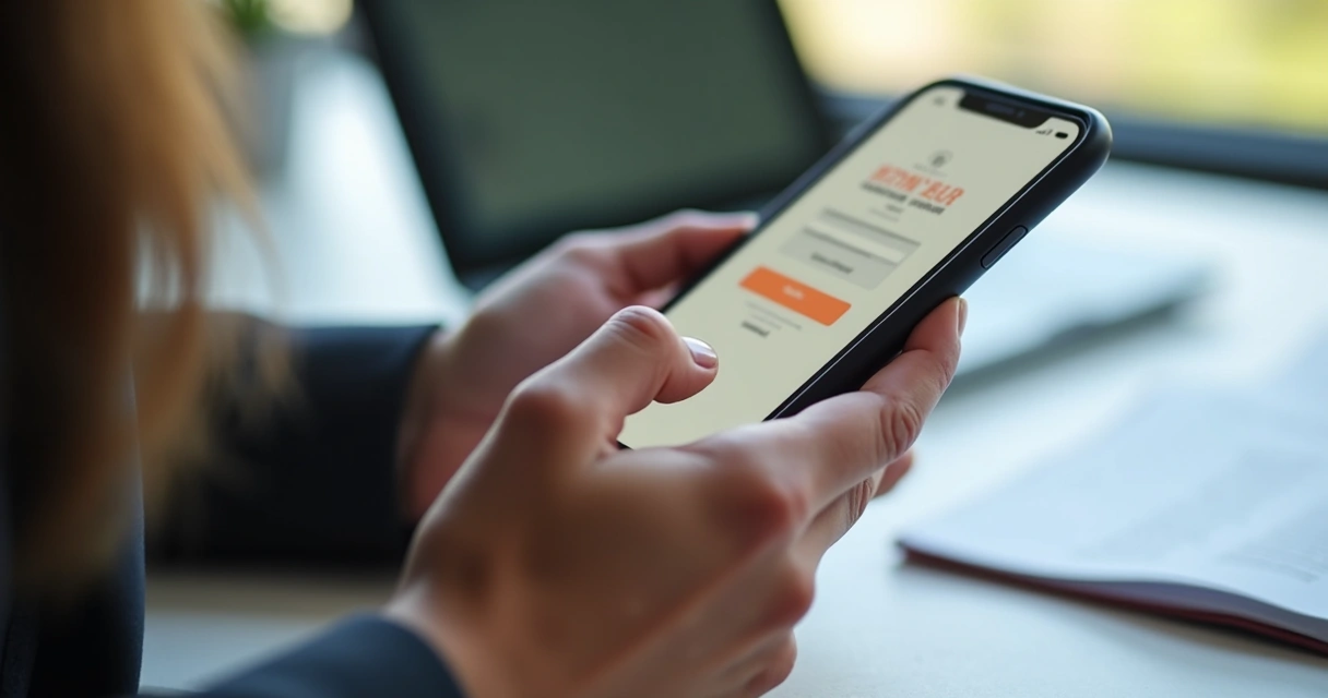 Empreendedor testando landing page no celular