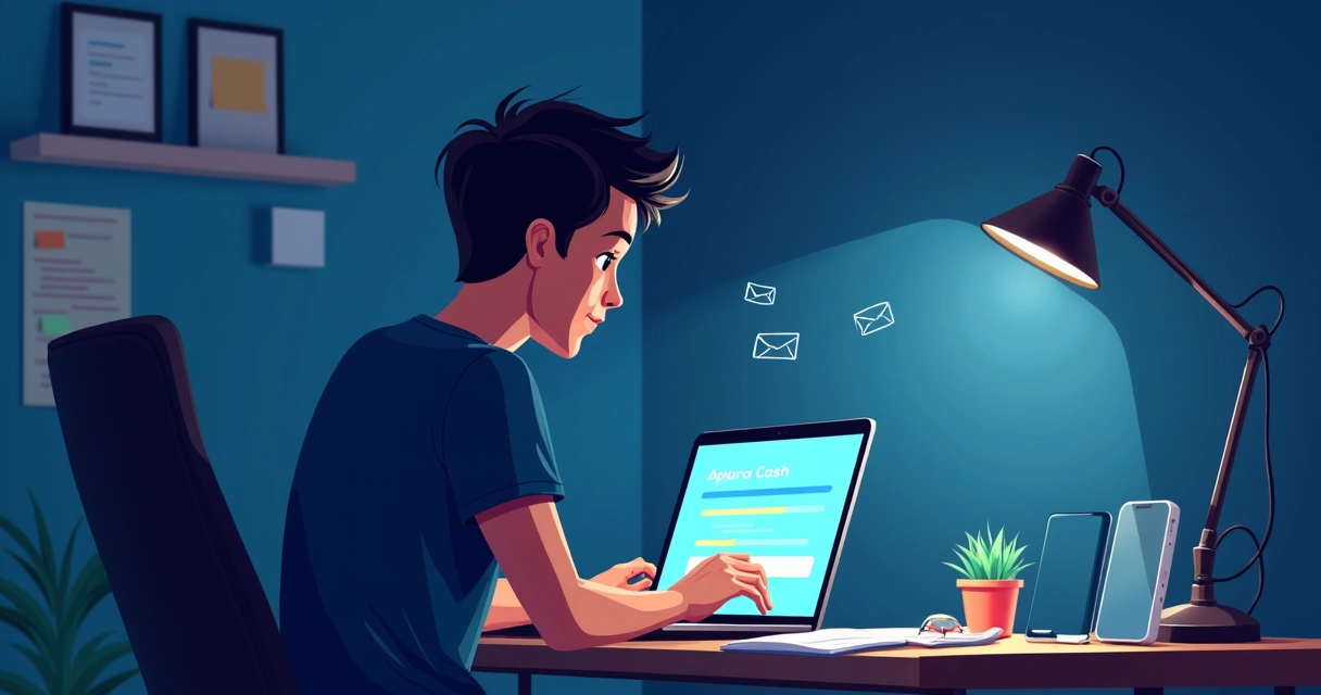 Empreendedor digital monitorando status da aprovação em laptop 