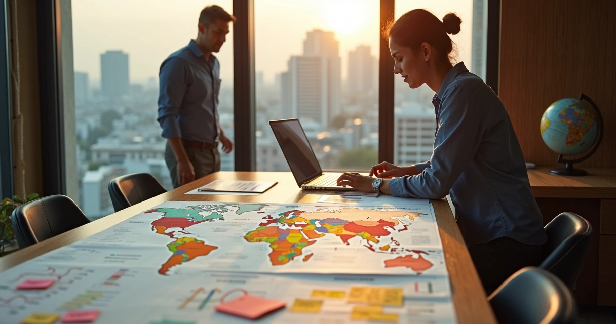 Empreendedor analisa mapas e dados para expansão internacional 
