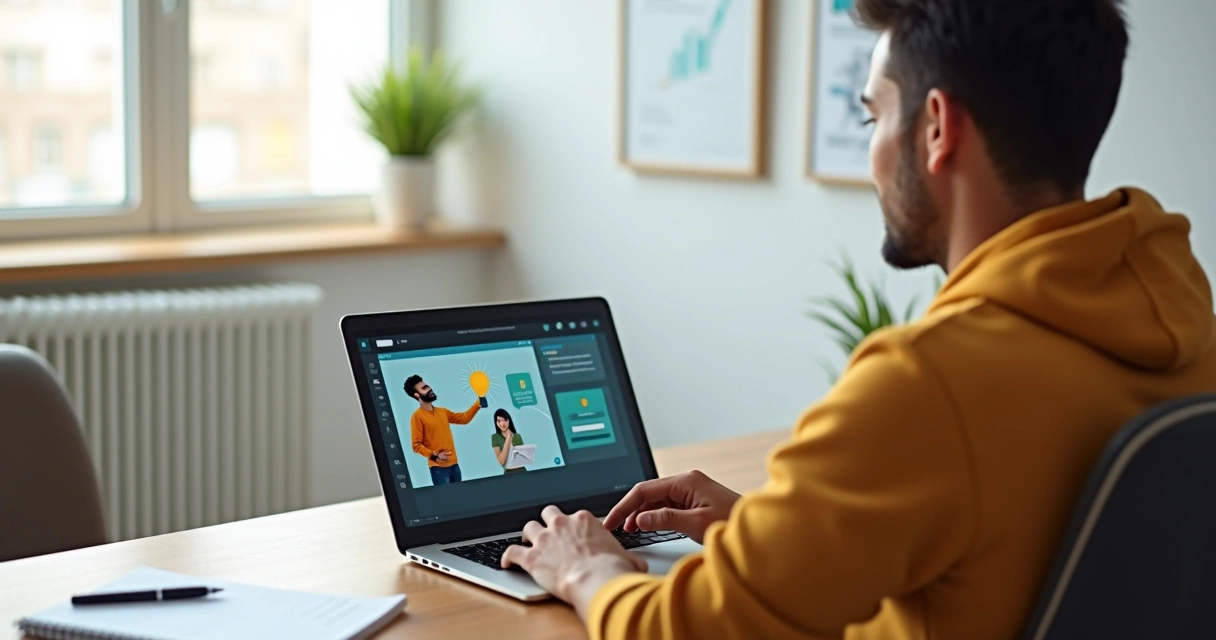 Empreendedor conversando com cliente por videoconferência 