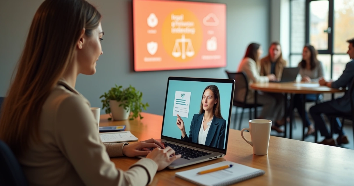 Empreendedora em videochamada recebendo consultoria jurídica online 