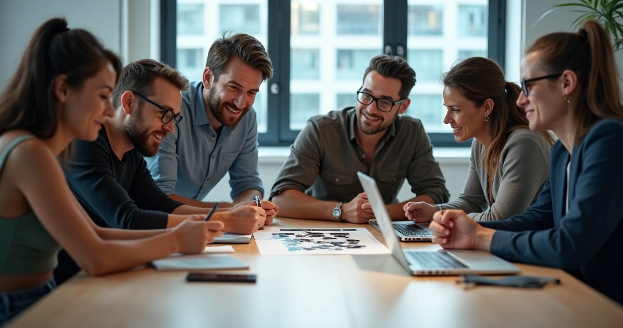Pessoas testando um novo produto em ambiente de trabalho 