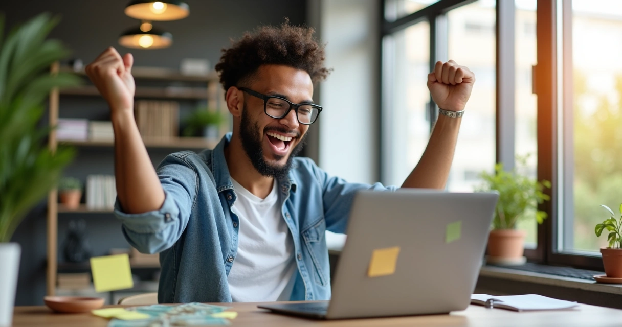 Empreendedor digital com resultados positivos 