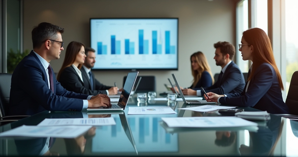 Executivos de empresa analisando planilhas de custos financeiros 