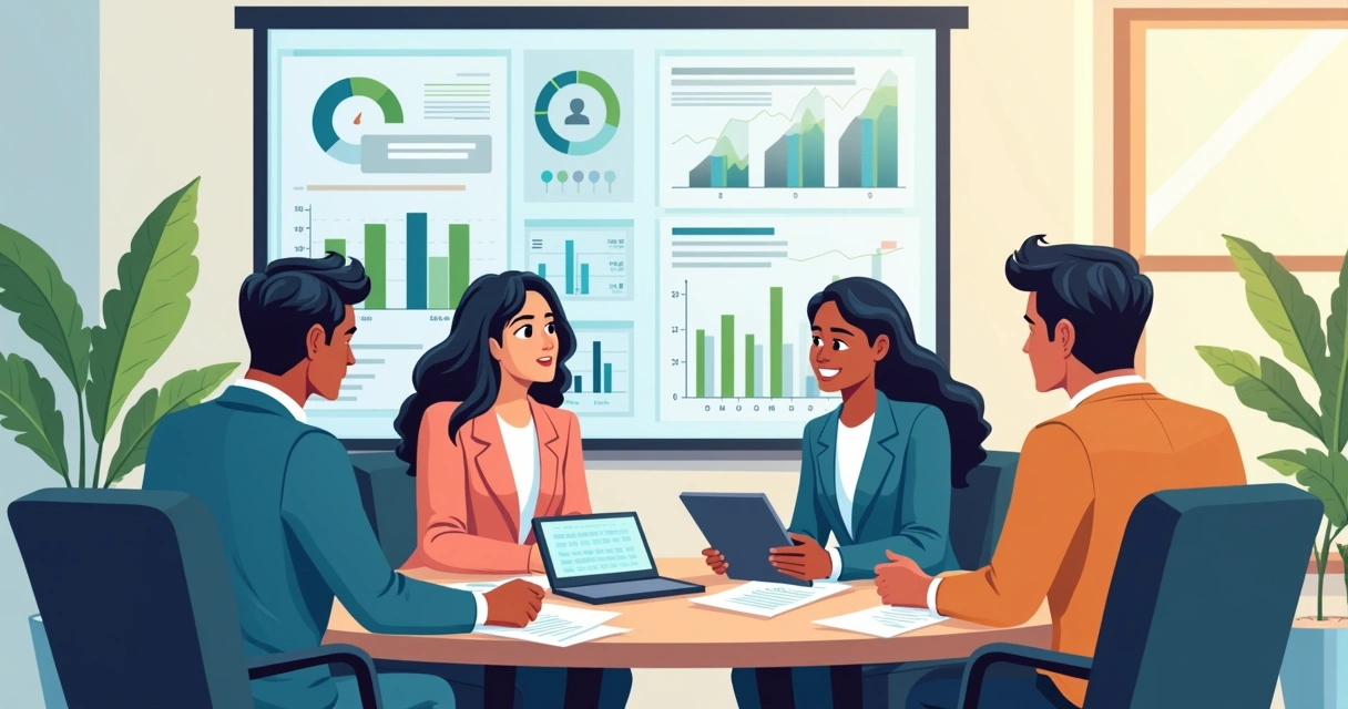 Equipe analisando crédito de cliente em empresa 