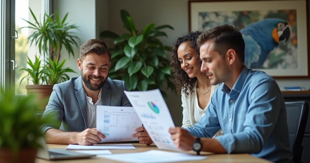 Equipe gestora brasileira analisando relatórios de aplicativos no-code 