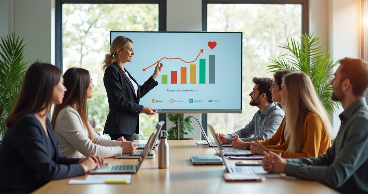 Equipe diversa em reunião colaborativa em escritório moderno iluminado 