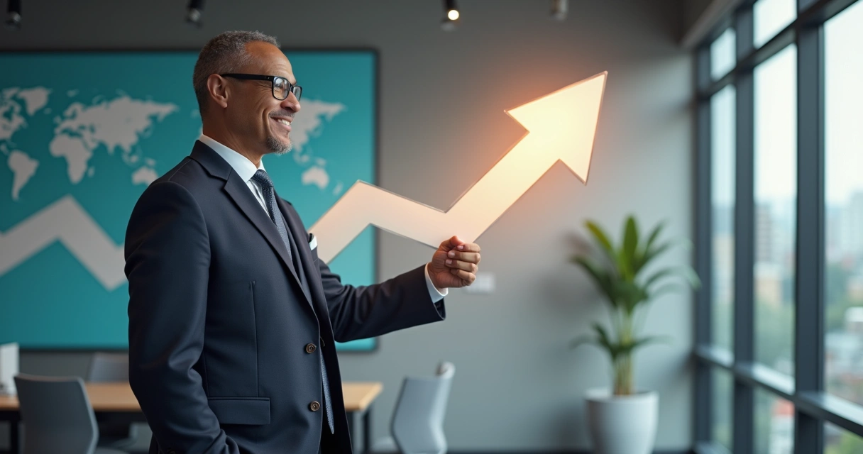 Pessoa segurando uma seta mostrando crescimento acima do limite do MEI 