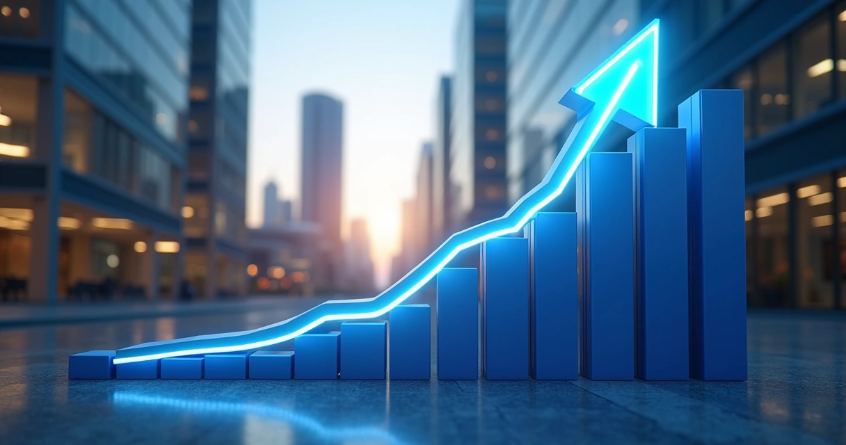 Gráfico de progresso de empresa com símbolo do CNPJ 