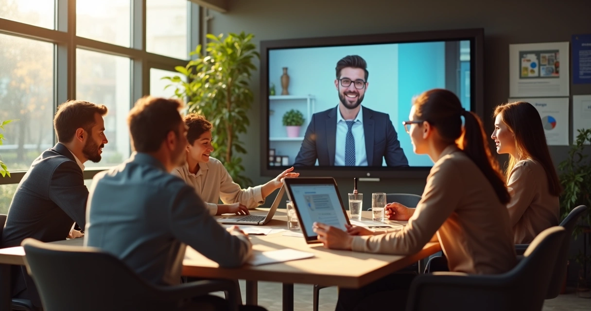 Equipe diversa em reunião online 