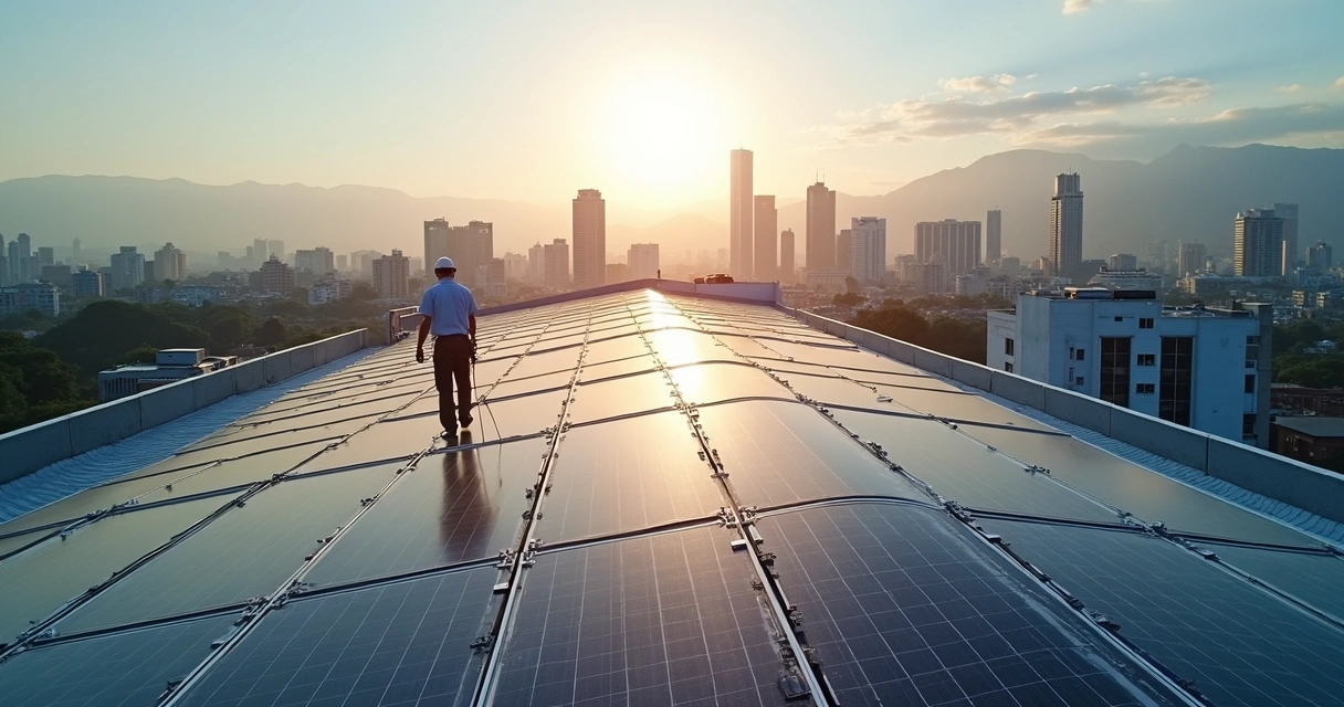 Painéis solares instalados em telhado de empresa em Belo Horizonte 