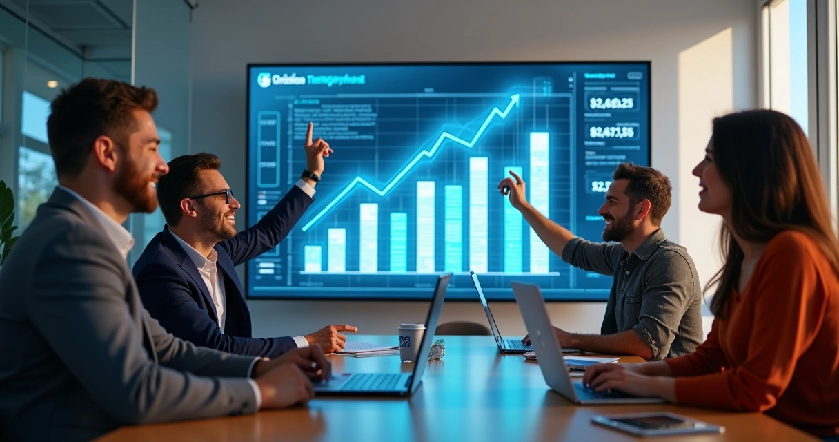 Equipe de empresa usando automação financeira avançada 