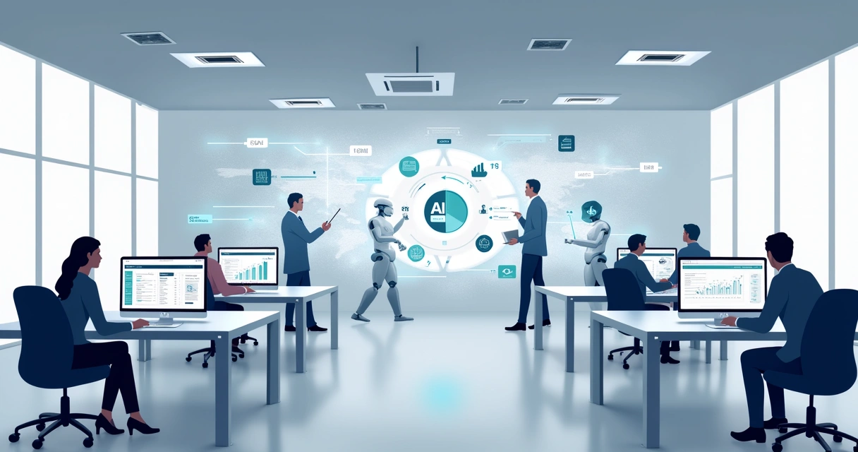 Ambiente corporativo com tecnologia de IA 