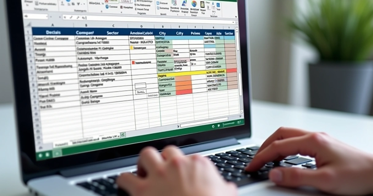 Planilha Excel aberta mostrando lista de empresas segmentada