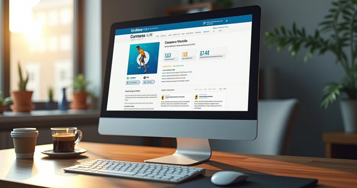 Tela de computador mostrando empresa listada em plataforma digital 