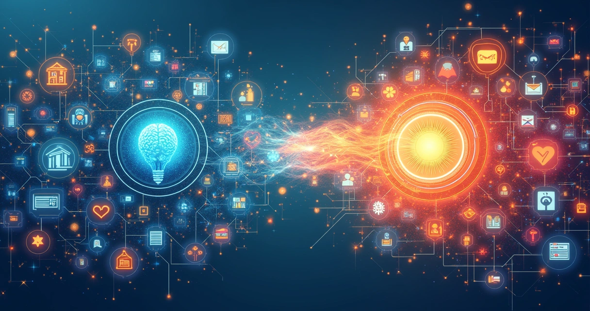 Ilustração de uma empresa como organismo vivo, mostrando corpo, mente e alma empresariais 