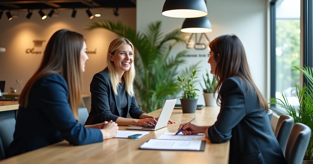 Pequena empresa recebendo clientes com recepção moderna 