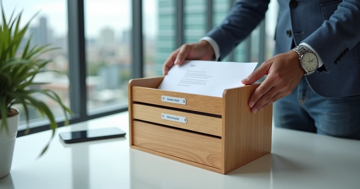 Empresário recebendo correspondência oficial em escritório moderno 