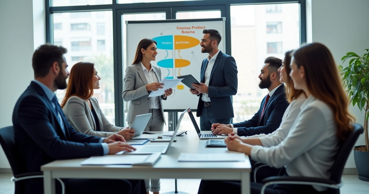 Equipe de contabilidade reunida analisando dois sistemas tributários 