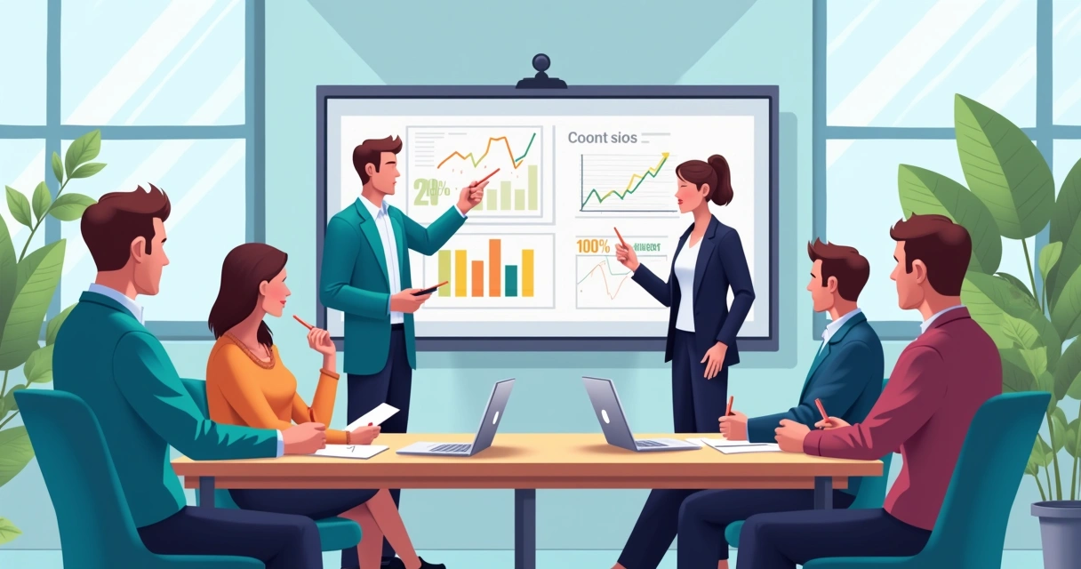 Equipe de empresa em treinamento financeiro 