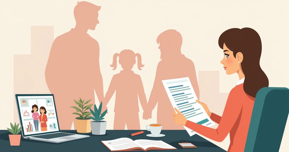 Mulher empresária analisando apólice de seguro de vida. 