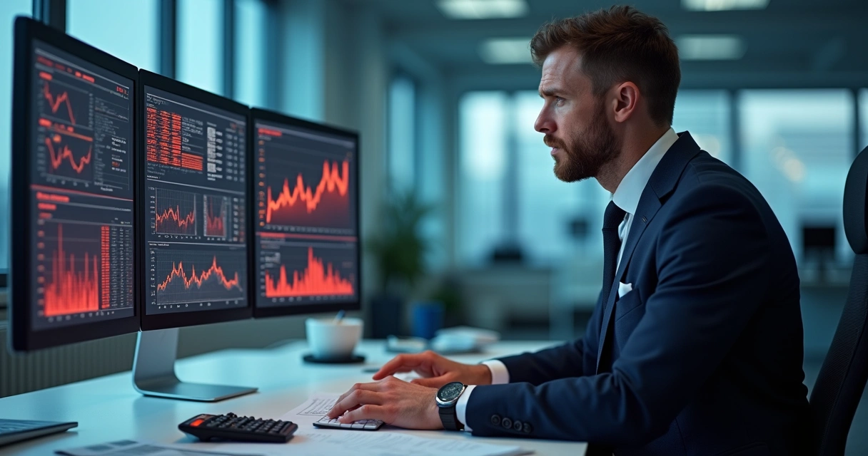 Empresário atento a taxas ocultas na tela do computador