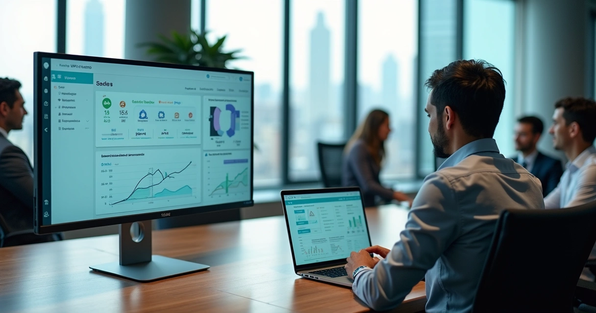 Empresário analisando boleto em tela com foco em dados do sacado e fluxo de recebíveis 