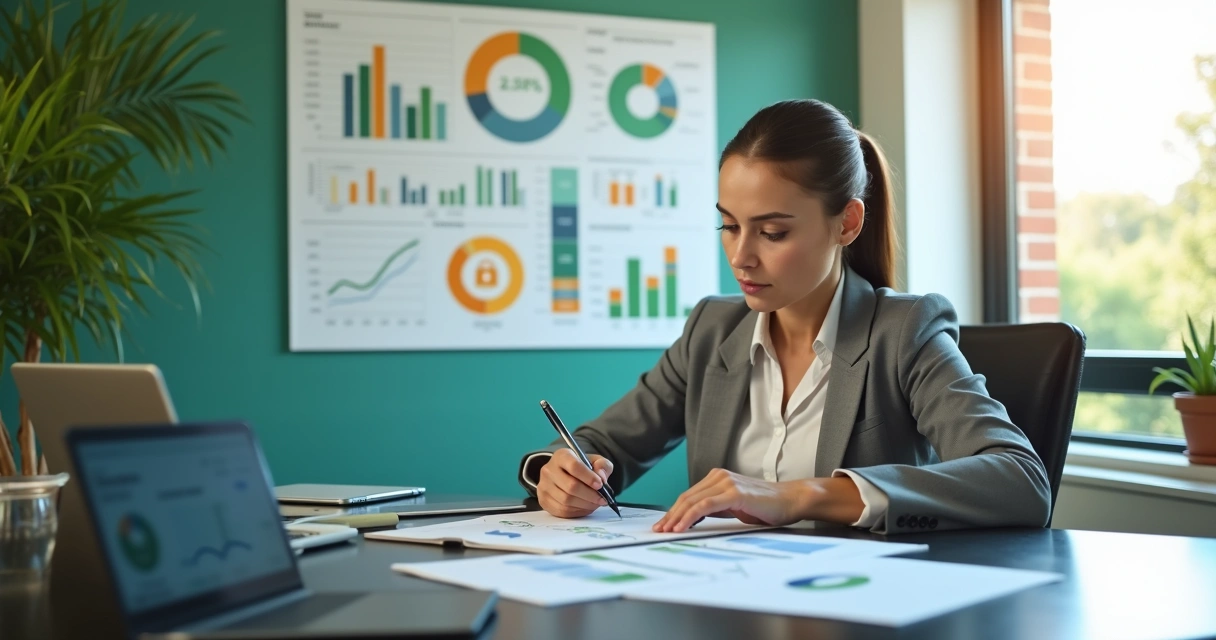 Empresário revendo documentos de projeto de reciclagem 