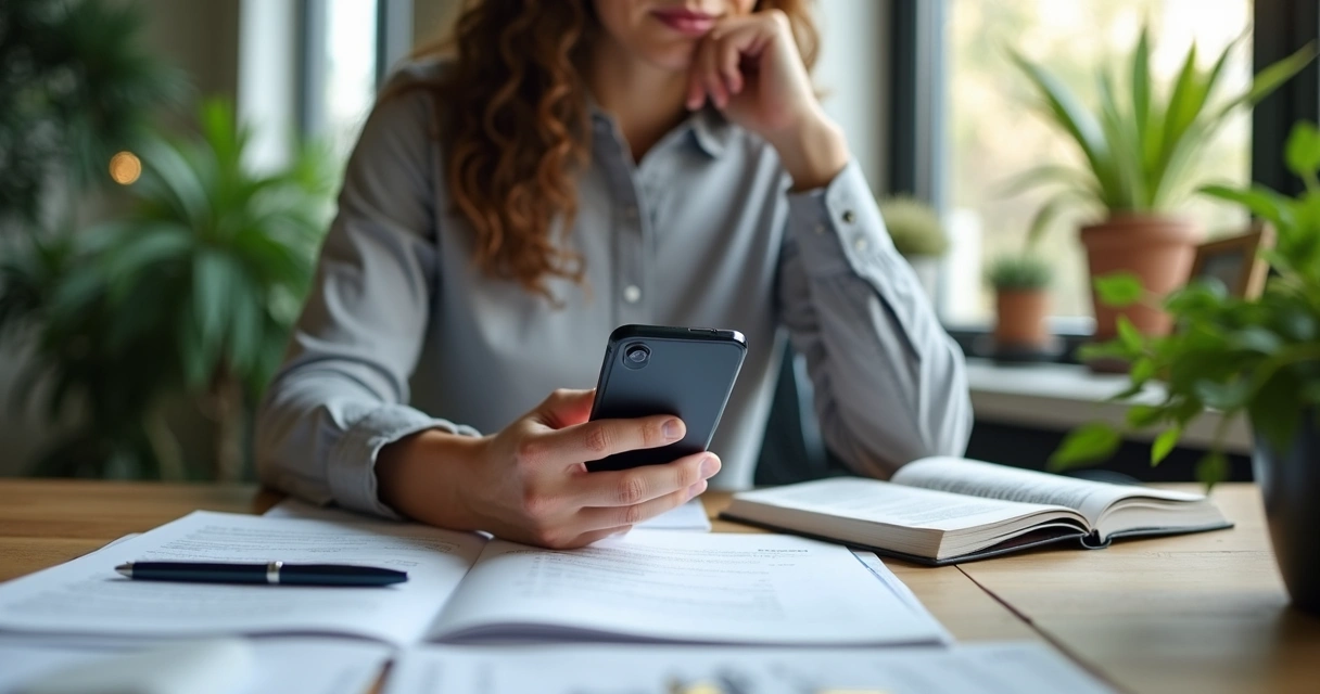 Empresário olhando relatório DRE no WhatsApp