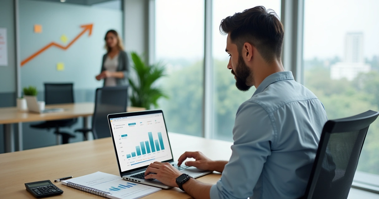 Empresário analisando opções de crédito para crescimento operacional da empresa 