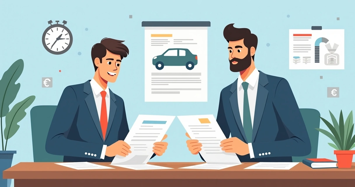 Empresário analisa documentos de garantias financeiras na mesa 