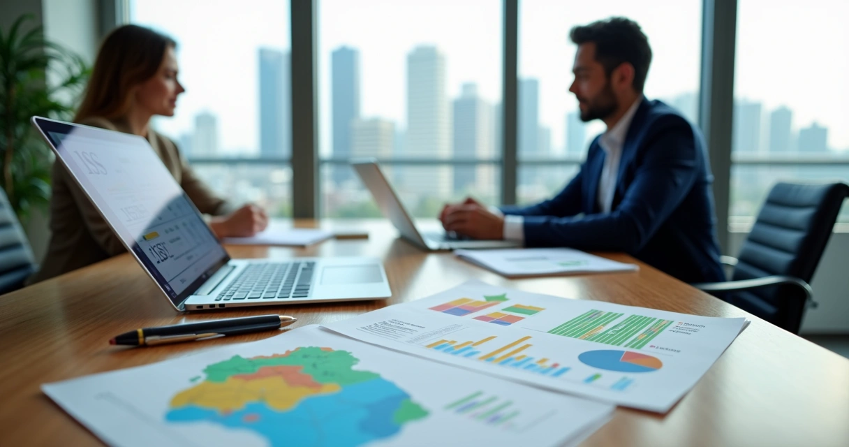 Empresário analisando tributos municipais em mapa da cidade no escritório 