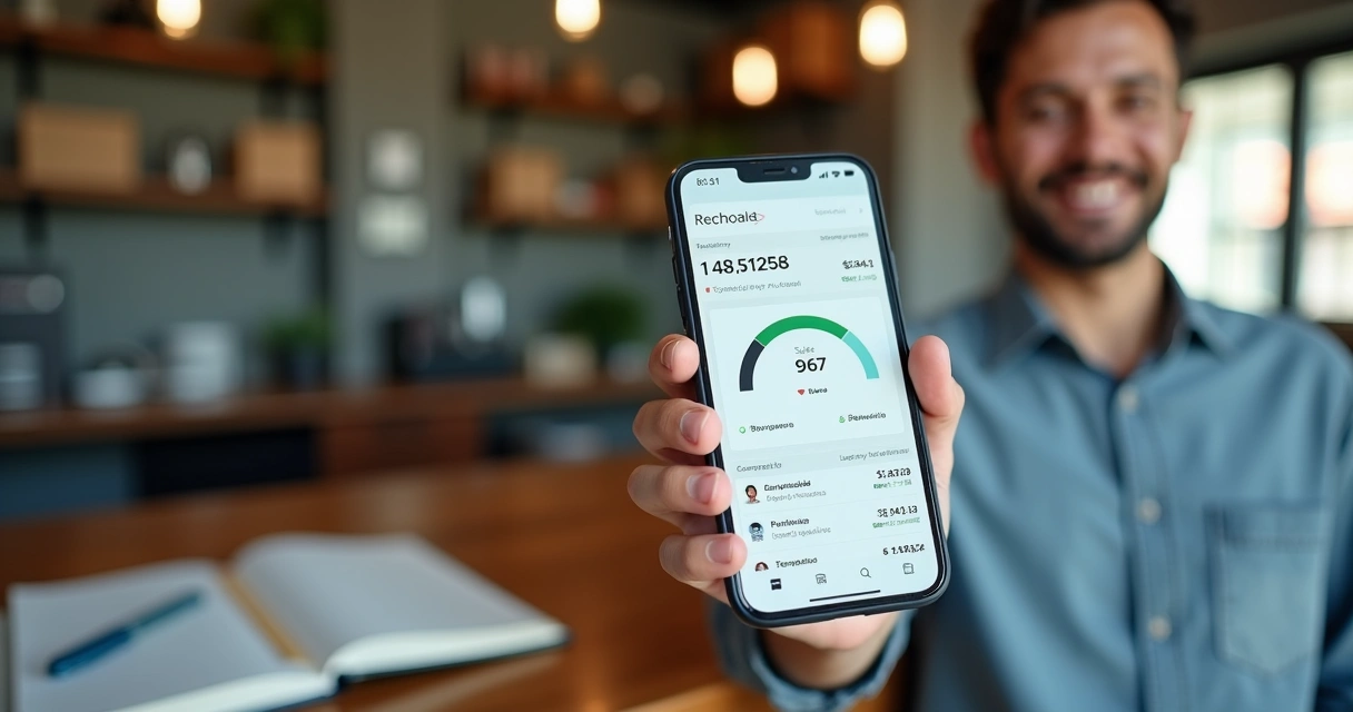 Empresário consultando vendas e recebimentos no celular 