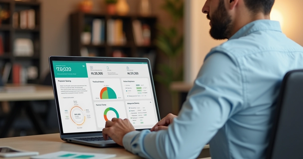 Empresário usando notebook para configurar cobranças recorrentes por PIX