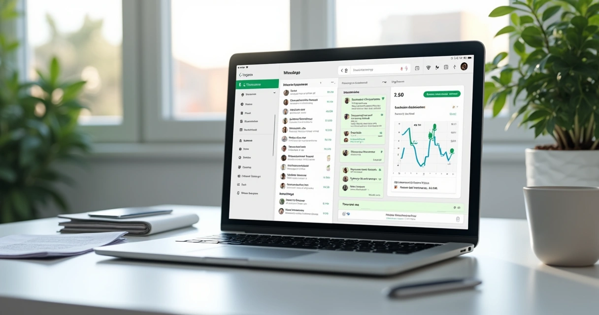 Empresário sentado à mesa com CRM visual aberto na tela do computador
