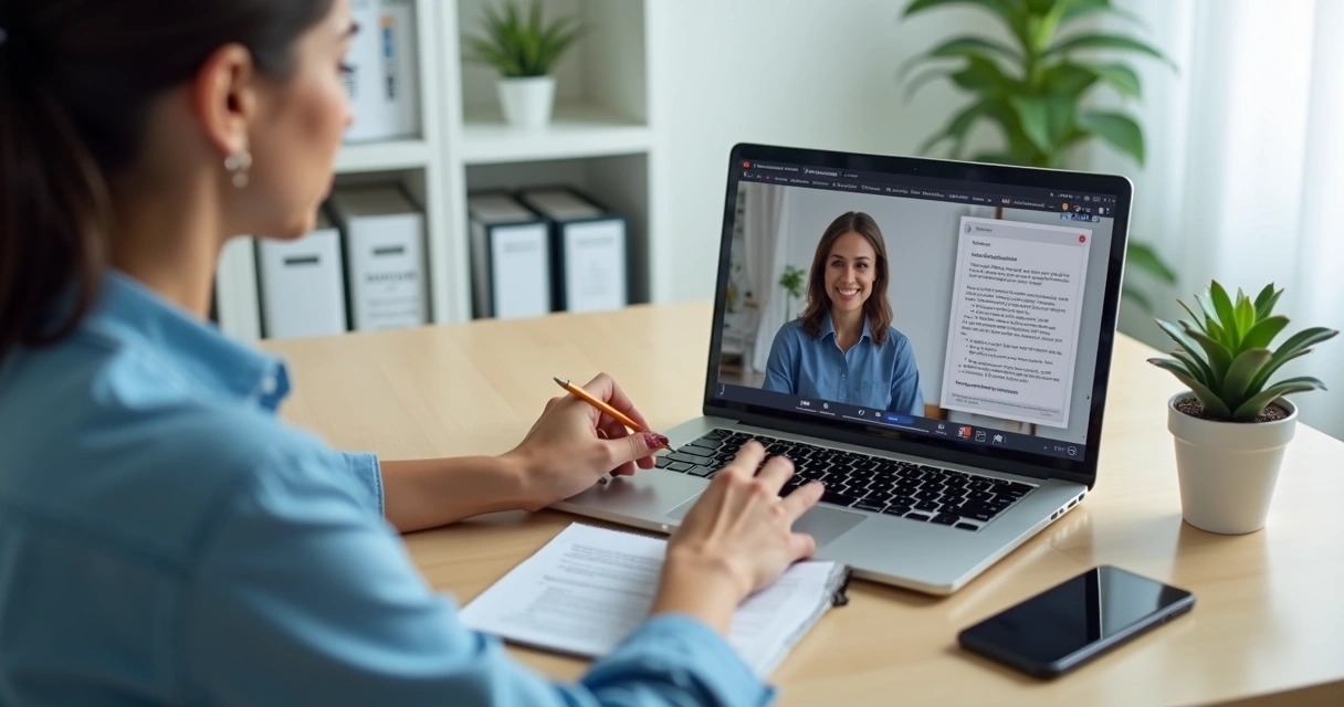 Empresário analisando contrato com freelancer em reunião online 