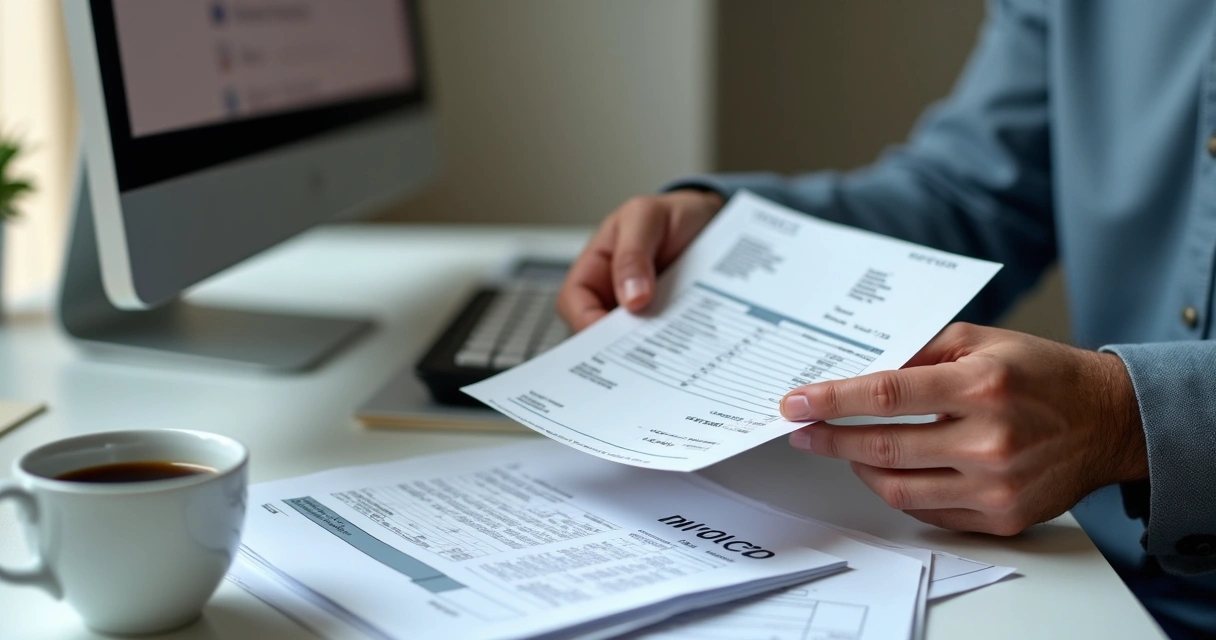 Empresário emitindo nota fiscal no computador 