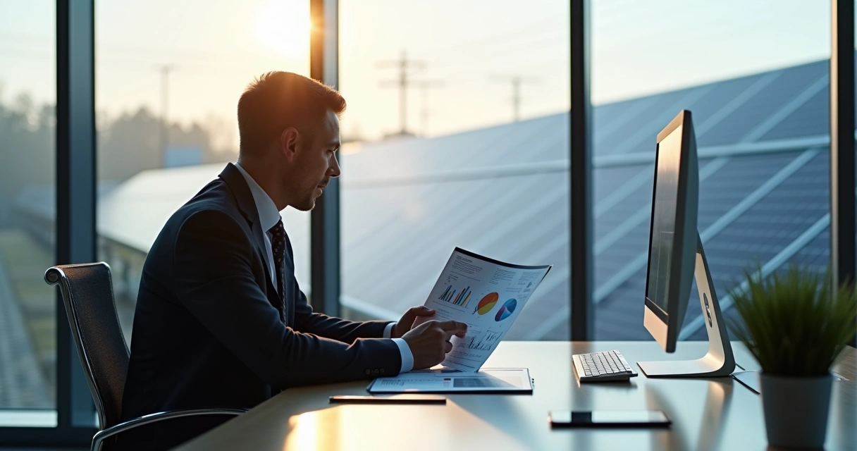 Empresário analisa proposta de investimento em energia solar