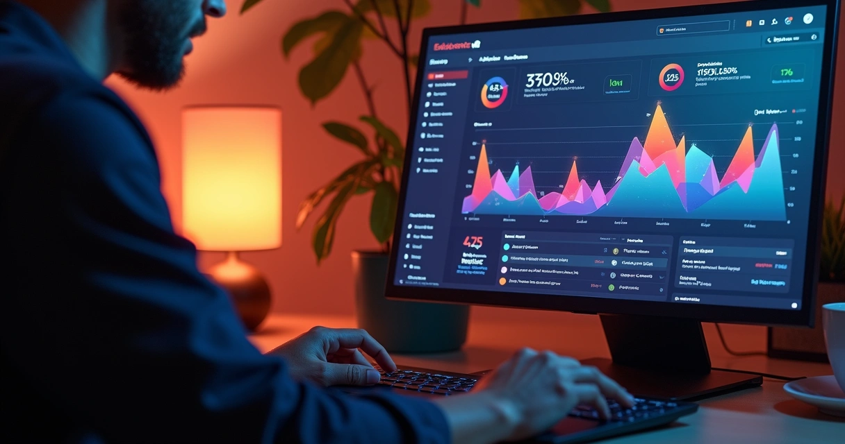 Empreendedor mexendo em dashboard online 